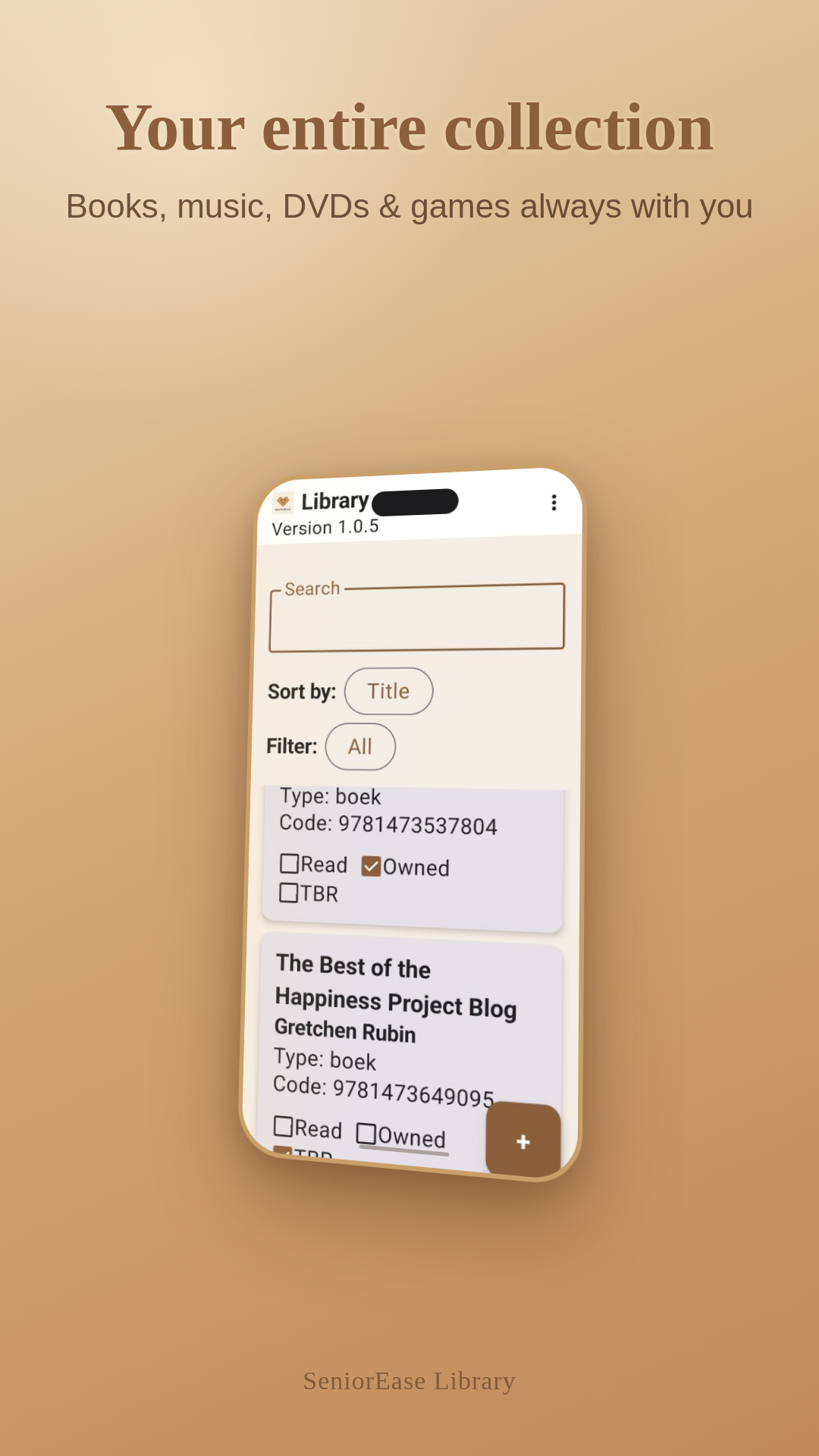 SeniorEase Library — books and music collection overview